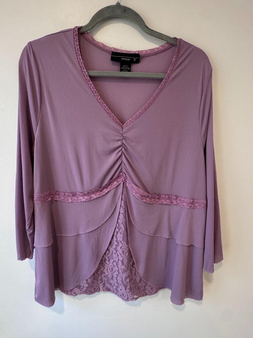Venezia by Lane Bryant Purple Lace Trim Tunic Top – 18/20 (XL) 🔥